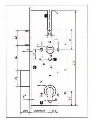 KFV Reparatur Hauptschloß AS8250 Dorn 35/40/45/65mm, PZ92