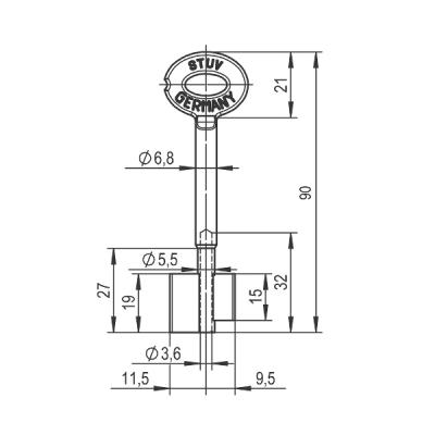 tresorschluessel stuv-90 mm